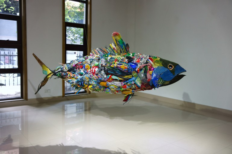 Homecoming exhibition of Yodo-Tech's garbage fish made in Maldives ...